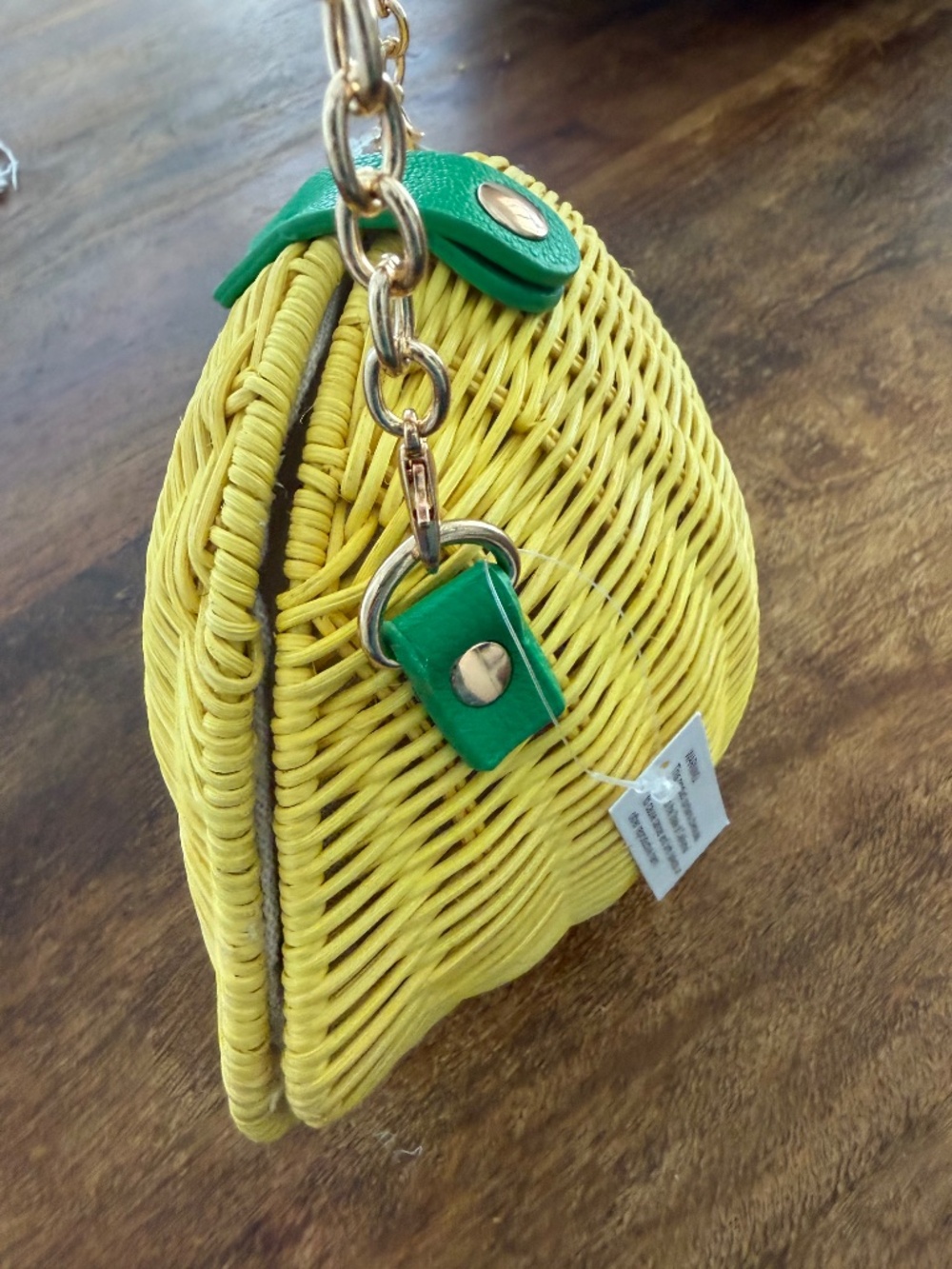 Lemon Shaped Wicker Crossbody Bag - Picture 3 of 4